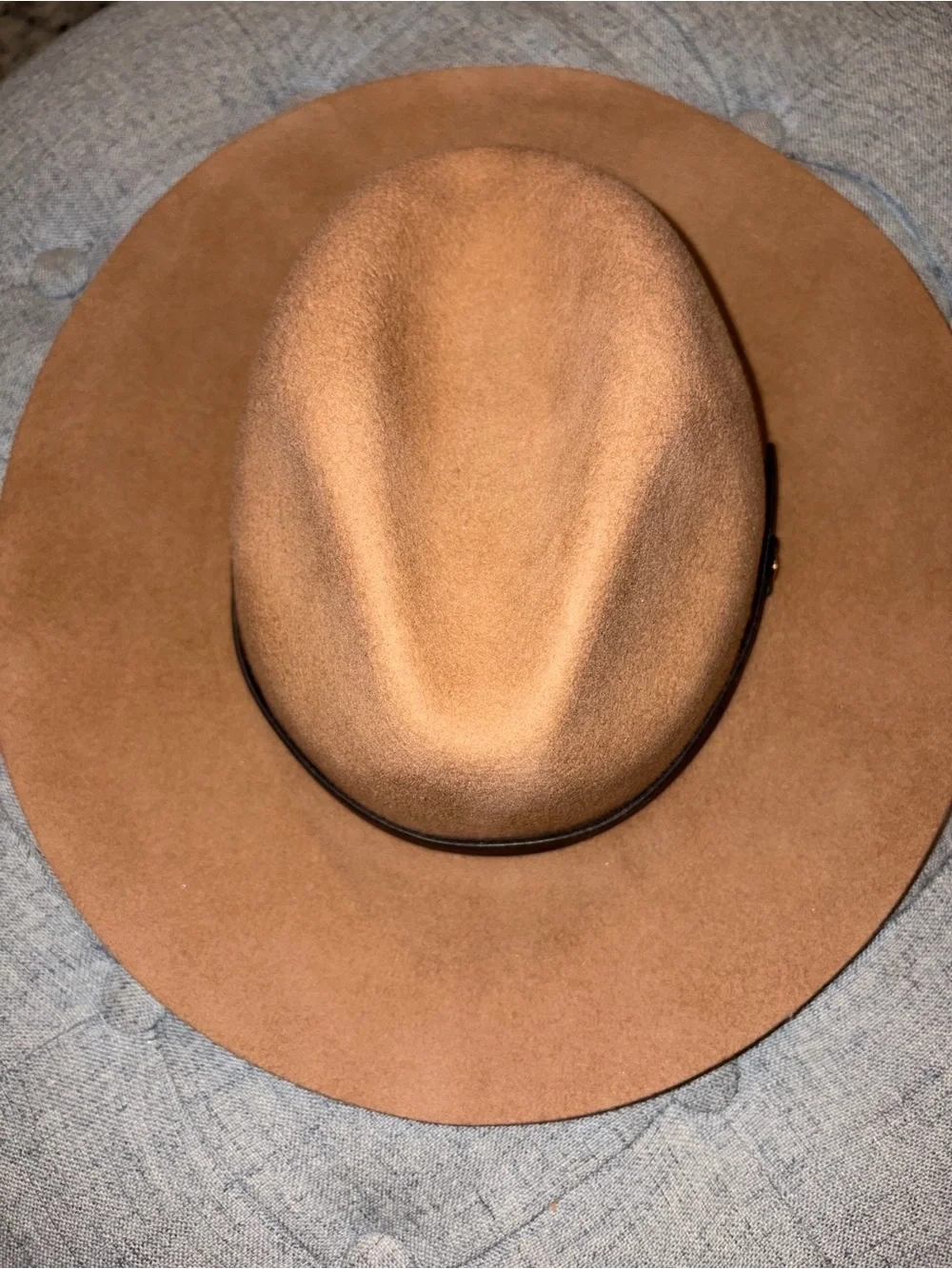 Ruggine Brown Brim Wool Hat in Tan with Black Band